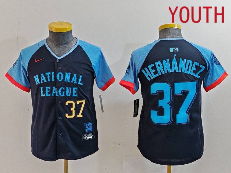 Youth Los Angeles Dodgers 37 Hernandez Blue All star 2024 Nike MLB Jersey style 7263